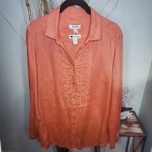 Malvin Hamburg (Anthro) Long Sleeve Linen Button Down Womens 10 L
